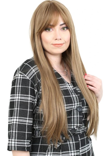 Fiber Sentetik Uzun Düz Kahküllü Peruk - Bebek Kumralı fiyatları