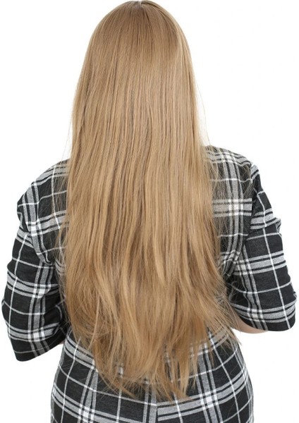 Fiber Sentetik Uzun Düz Kahküllü Peruk - Bebek Kumralı indirimleri