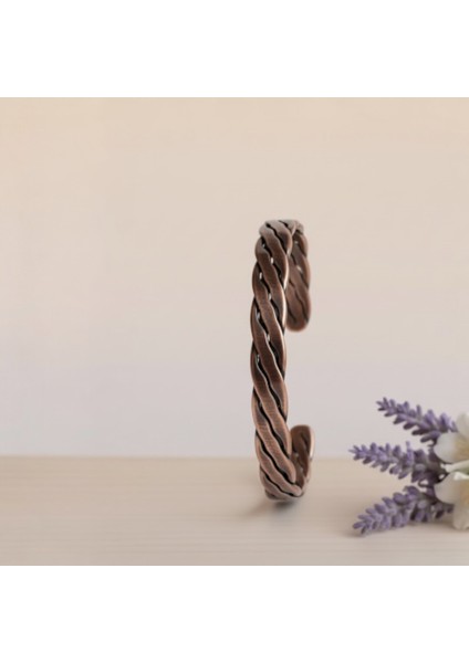 Saf Bakır El Yapımı Burma Örgü Bileklik Ayarlanabilir Doğal Otantik Erkek Bakır Bileziği modelleri