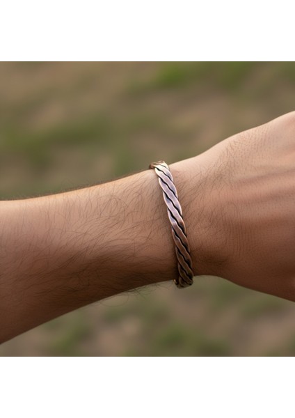 Saf Bakır El Yapımı Burma Örgü Bileklik Ayarlanabilir Doğal Otantik Erkek Bakır Bileziği fırsatları