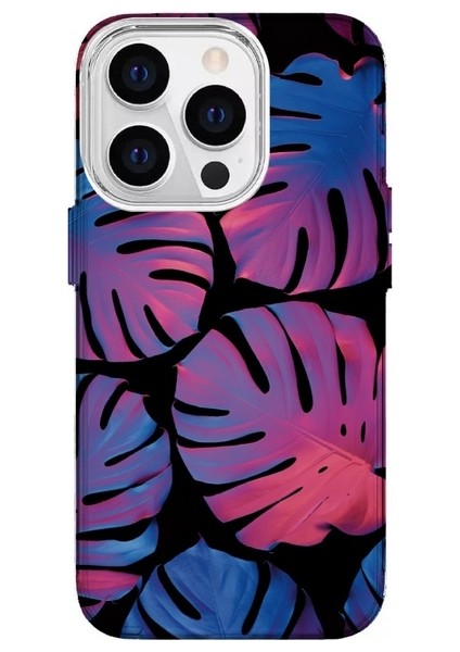 Apple iPhone 13 Pro Max Özel Renkli Yaprak Baskılı Lüks Silikon Kılıf