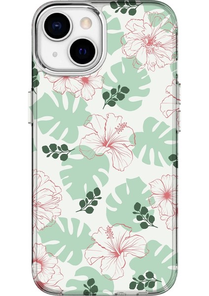 Apple iPhone 15 Özel Yaprak Baskılı Lüks Silikon Kılıf