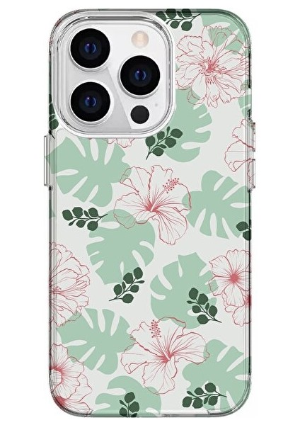 Apple iPhone 15 Pro Özel Yaprak Baskılı Lüks Silikon Kılıf