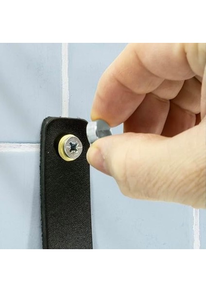 Deri Havlu Askısı, Ikili Metal Kulplu Havlu Askısı - Gümüş modelleri