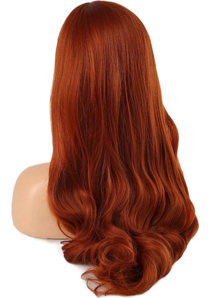 Kahküllü Uzun Dalgalı Fiber Sentetik Peruk - Bakır indirimleri