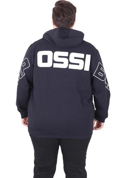 Büyük Beden Kapüşonlu Fermuarlı Sweat Double Face Ossi 25705 Lacıvert fiyatları