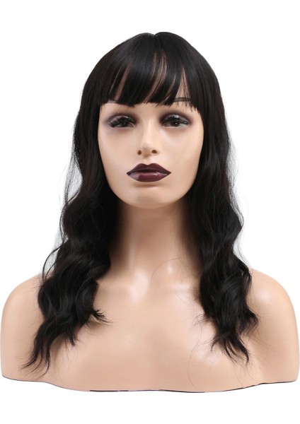 Dalgalı Kısa Perçemli Fiber Sentetik Peruk - Koyu Kestane fiyatları