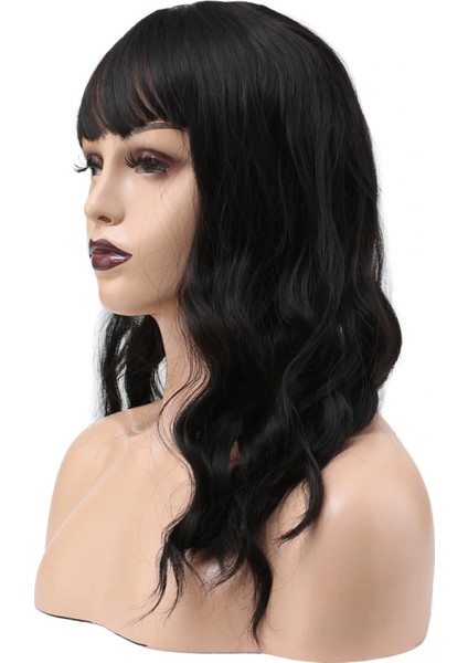 Dalgalı Kısa Perçemli Fiber Sentetik Peruk - Koyu Kestane fırsatları