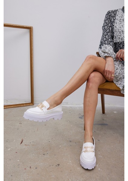 Jodie Kadin Beyaz Ithal Deri Oxford Ayakkabi