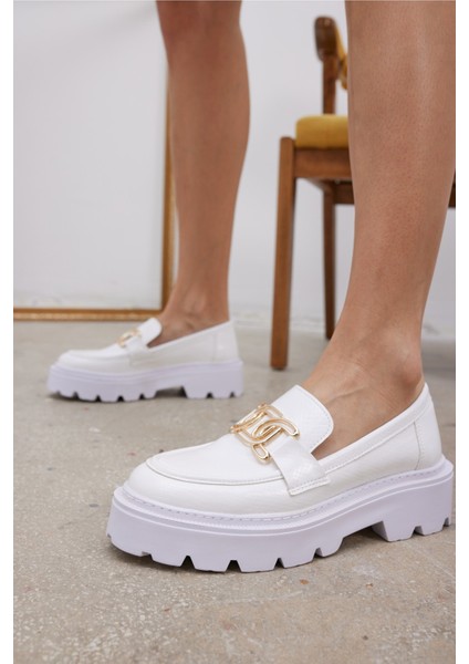 Jodie Kadin Beyaz Ithal Deri Oxford Ayakkabi