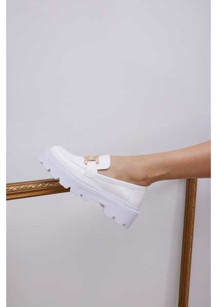 Jodie Kadin Beyaz Ithal Deri Oxford Ayakkabi