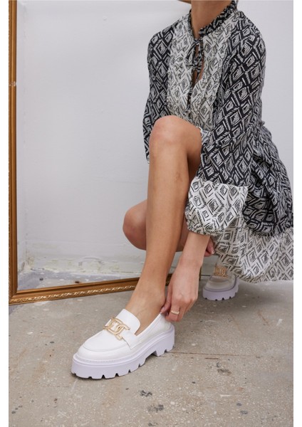 Jodie Kadin Beyaz Ithal Deri Oxford Ayakkabi