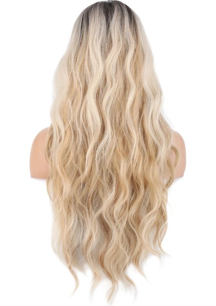 Uzun Su Dalgası Fiber Sentetik Peruk - Kumral / Bal Köpüğü Ombre ve Platin Röfleli indirimleri
