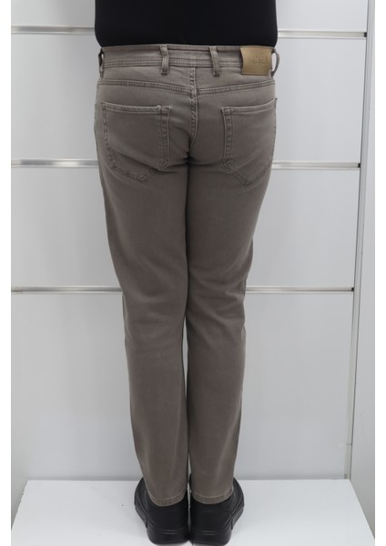 Fistan Store Erkek Koyu Bej Normal Bel Rahat Kesim Dar Paça Jean Pantolon fırsatları
