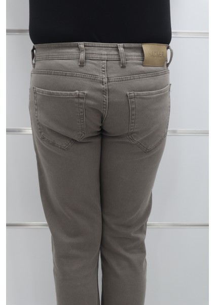 Fistan Store Erkek Koyu Bej Normal Bel Rahat Kesim Dar Paça Jean Pantolon indirimleri