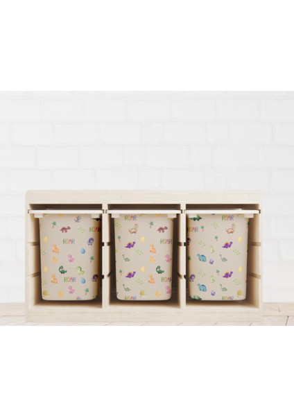 Trofast Dinazor Temalı Sticker - Çocuk Odası Oyuncak Düzenleme Etiketi - Dayanıklı Folyo fiyatları