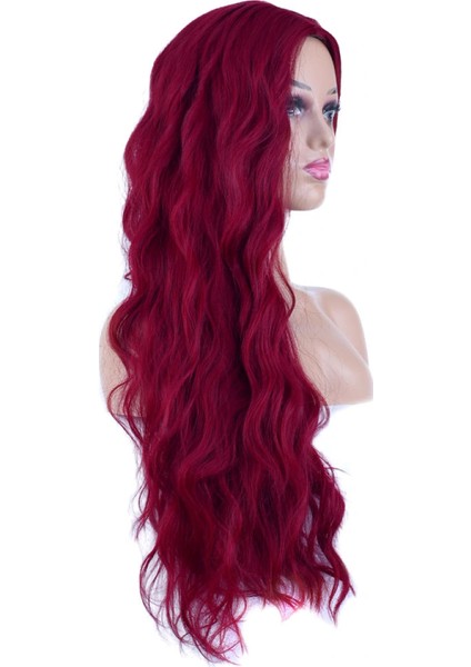 Uzun Su Dalgası Fiber Sentetik Peruk - Kızıl modelleri