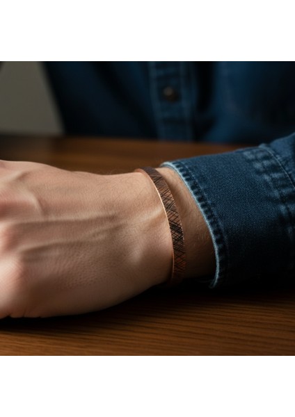Atelier Saf Bakır El Çalışması Erkek Bileklik Kararmaz