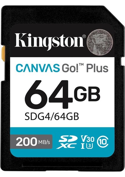 Kingston SDG4-64GB 64GB Sdxc Canvas Go Plus Gen4 200MB-S C10 Uhs-I U3 V30 Hafıza Kartı