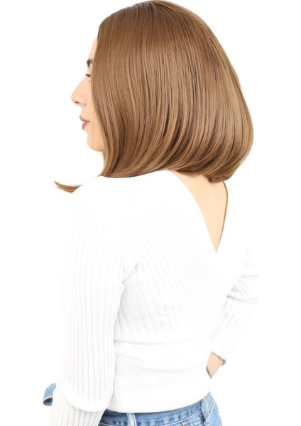 Fiber Sentetik Peruk Perçemsiz Kısa Düz - Kumral modelleri