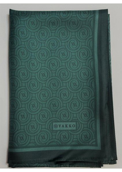 Tivil Monogram Ipek Şal 41407-ZÜMRÜT Yeşili