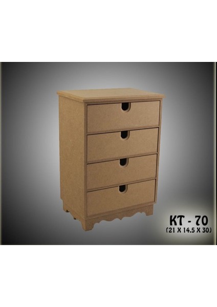 Ahşap Boyanabilir 4 Geniş Çekmeceli Takı-Makyaj-Aksesuar-Dekoratif Organizer Kutu