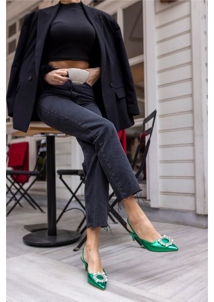 Yasua Kadın Bebe Mavi Ithal Taş Detay Topuklu Ayakkabi