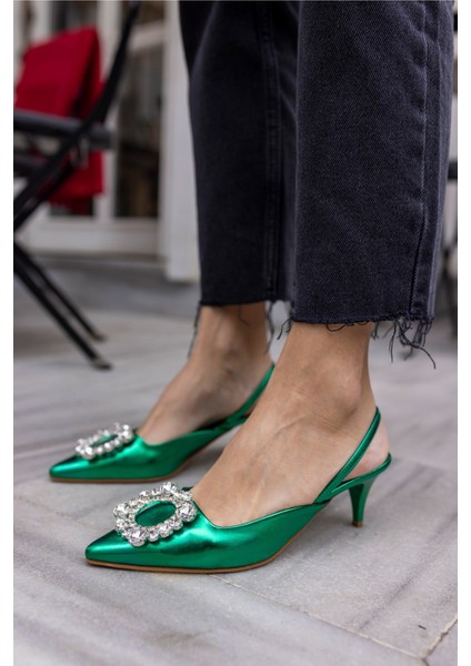 Yasua Kadın Bebe Mavi Ithal Taş Detay Topuklu Ayakkabi