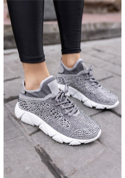 Leva Kadın Gri Taş Detay Eva Taban Sneaker