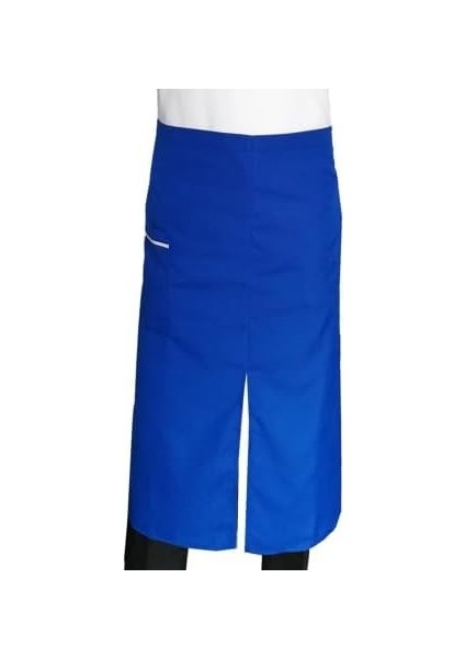 Önlük Biyeli Uzun Belden Saks Mavi