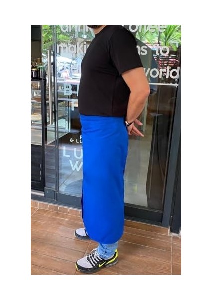 Önlük Biyeli Uzun Belden Saks Mavi fiyatları