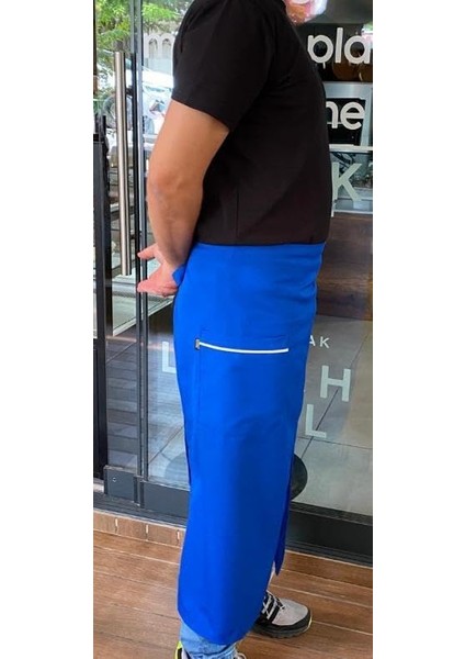 Önlük Biyeli Uzun Belden Saks Mavi modelleri