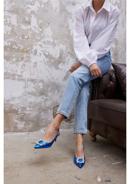 Yasua Kadın Bebe Mavi Ithal Taş Detay Topuklu Ayakkabi fırsatları