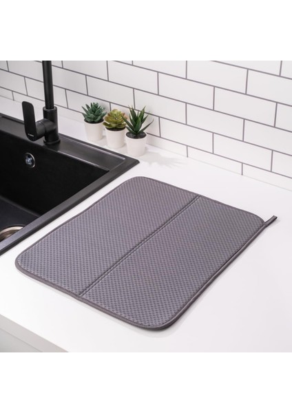 Mutfak Tezgahı Için Bulaşık Kurutma Paspasları, Çeşitli Amaçlar Için Süper Emici Mikrofiber Bulaşık Süzgeci, Şık ve Etkili, Hızlı Kuruyan Bulaşık Matı, 43 cm x 35 Cm, Anhracite