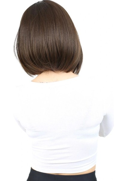 Kahkülsüz Düz Kısa Fiber Sentetik Peruk - Açık Kahve fiyatları