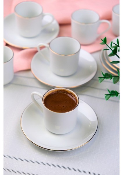 Porselen Rose Altın Yaldız Kahve Fincan Takımı 70CC 6 Kişilik 12 Parça