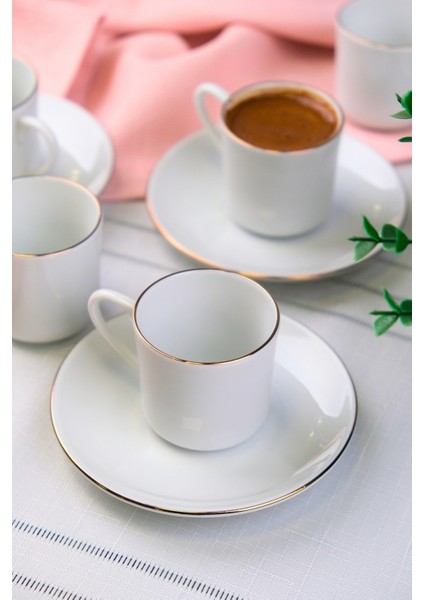 Porselen Rose Altın Yaldız Kahve Fincan Takımı 70CC 6 Kişilik 12 Parça fırsatları