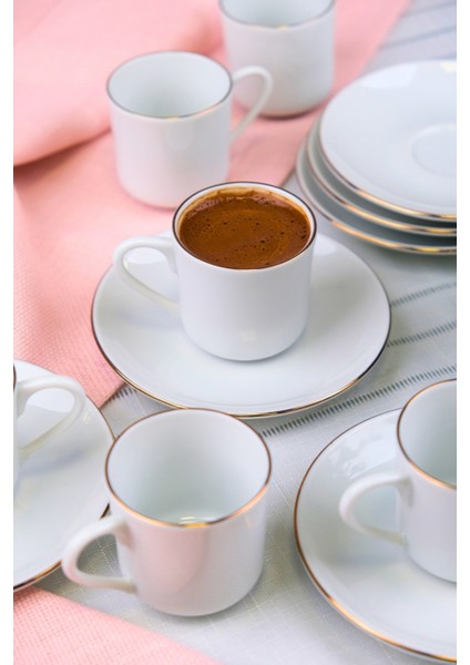 Porselen Rose Altın Yaldız Kahve Fincan Takımı 70CC 6 Kişilik 12 Parça indirimleri