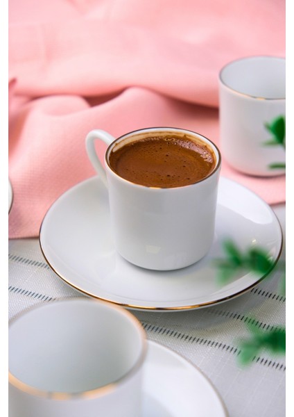 Porselen Rose Altın Yaldız Kahve Fincan Takımı 70CC 6 Kişilik 12 Parça