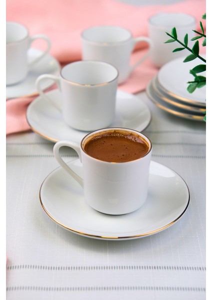 Porselen Rose Altın Yaldız Kahve Fincan Takımı 70CC 6 Kişilik 12 Parça