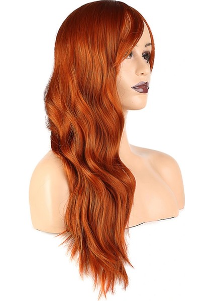 Dalgalı Perçemli Fiber Sentetik Orta Boy Peruk - Bakır modelleri