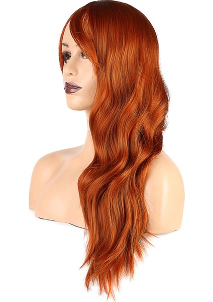 Dalgalı Perçemli Fiber Sentetik Orta Boy Peruk - Bakır fırsatları