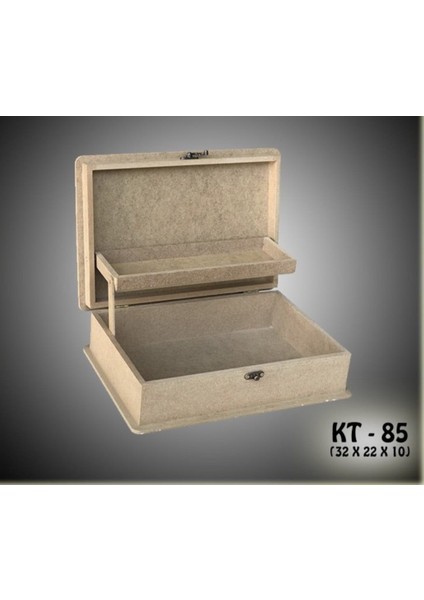 Ahşap Boyanabilir Klipsli Asansörlü-Takı-Makyaj-Aksesuar-Büyük boy Dekoratif Çok Amaçlı Takı Kutusu