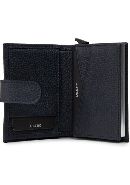 Hakiki Deri Lacivert Mekanizmalı Dikey Erkek Cüzdanı - 00615MLCVZ01 modelleri