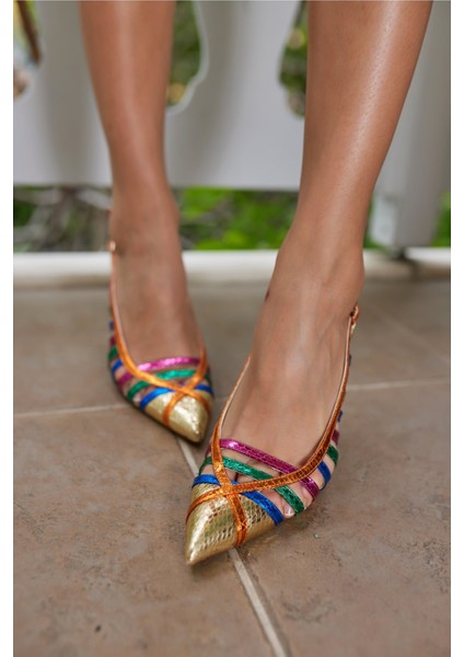 Golde Kadin Gumus Multi Topuklu Ayakkabi