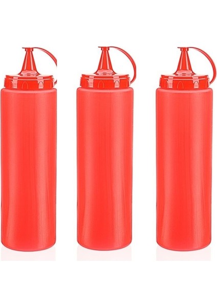 Ketçap Şişesi 1000ML Dev Boy Kırmızı 3 Adet