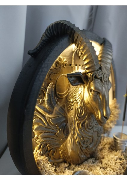 Oğlak Burcu LED Işıklı Çift Fonksiyonlu Tütsülük–geri Akış Çubuk Tütsü, Doğal Yosunlu