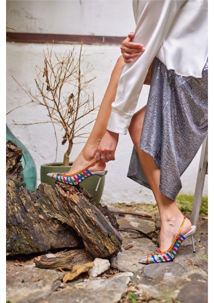 Golde Kadin Gumus Multi Topuklu Ayakkabi