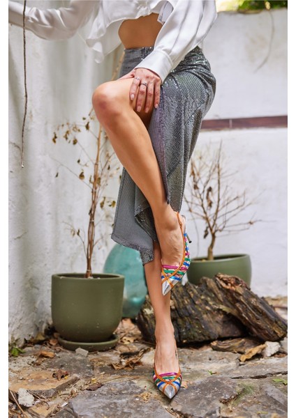 Golde Kadin Gumus Multi Topuklu Ayakkabi