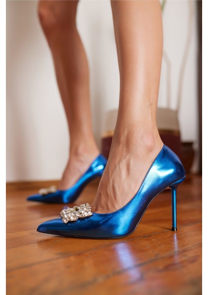 Alava Kadın Gumus Ithal Taş Detay Stıletto